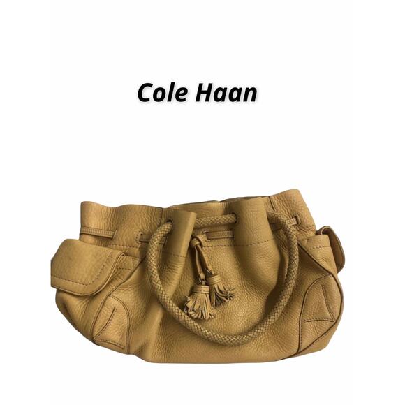 Cole Haan Village SP06 Purse Womens Pebbled Leather Boho Shoulder Bag Beige - Picture 1 of 2